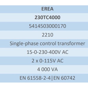 Transformador de Potencia Era 230TC4000 35kg para Uso Industrial - Product Image 2