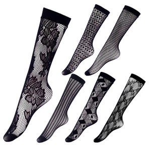 הסיטונאי מותאם אישית עשוי נשים ניילון זגוגית הברך סקסי רשת גבוהה שחור רשת דייגים גרביים דק שקוף גרביים - Product Image 1