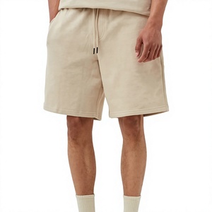 Nuevos pantalones cortos Bermuda de algodón beige para hombre, con cordón bordado en la cintura, bolsillos, color liso, tejido transpirable, tiro medio, estilo casual. - Product Image 1