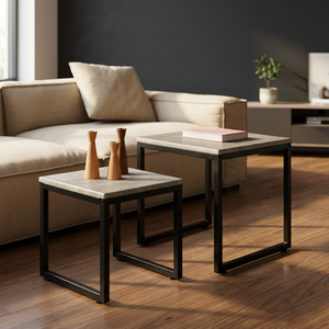 Perfect Balance Modern Nesting Coffee <b>Tables</b> Faux <b>Marble</b> Top Metal Frame Living Room Furniture Set - Product Image 6