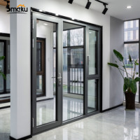 Sistema de Puertas de Vidrio con Marco Delgado de Aluminio Negro, Precio de Fábrica al por Mayor, Superficie Acabada para Proyectos de Construcción de Villas Exteriores