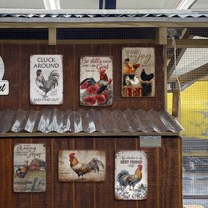 Pancarte en métal rétro « Rooster Chicken » – Décoration murale « Cluck Around and Find Out » pour ferme, poulailler et maison - Product Image 5