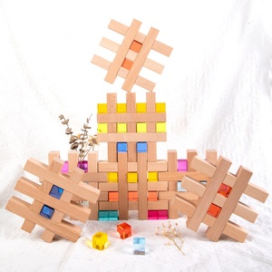 Children's INS Wooden Light-Transmitting Educational Building Block Set with Assembly Cube Rainbow <strong>Gem</strong> Crystal Building Blocks - Product Image 3