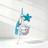 Breloque de sac personnalisée avec logo, motif mouton shaggy intellectuel, lunettes geeky et étoile terrestre, porte-clés en corde tressée pour sac à dos