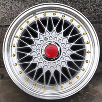 Rines de Aleación de 14 Pulgadas 8x100/114.3, Rines Clásicos de Malla Plateada con Borde Pulido, Rines Personalizados para Automóvil, Estilo Retro, Deportivo
