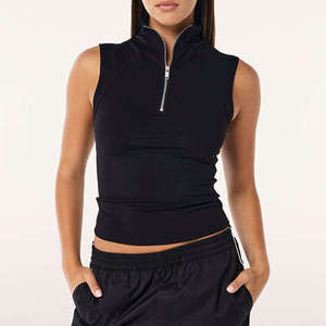 Débardeurs de golf et d'entraînement pour femmes, à demi-zip, <span class=keywords><strong>sans</strong></span> manches, séchage rapide, athlétiques, de haute qualité, décontractés et tendance, avec broderie - Product Image 1