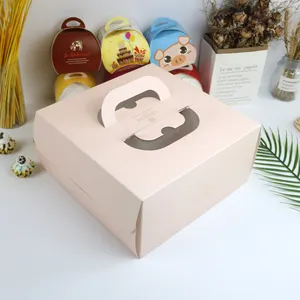 Pembe kare kutusu lüks düğün asetat kek özel logolu kutu kapaklı