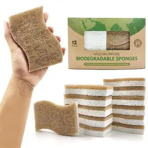 Esponja de cozinha multifuncional, esponja de limpeza eco sisal para lavar louça e celulose