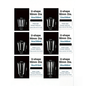 बोबा कप यू आकार बुलबुला दूध चाय कस्टम लोगो पेय पदार्थों के साथ पारदर्शी स्पष्ट डिस्पोजेबल कॉफी प्लास्टिक कप - Product Image 6