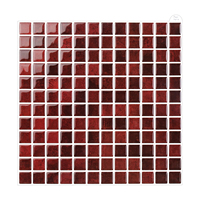 Nouvelles mosaïques auto-adhésives en PET à motif géométrique, couleur rouge, pour cuisine, salle de bain, salon