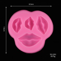 3D Silikonharz-Epoxidform mit 4 Löchern in Lippenform für Kinder-DIY, handgemachte Ton-, Kuchen-, Süßigkeiten-, Spitzen- und Schokoladendekoration, umweltfreundlich, OPP-Beutel