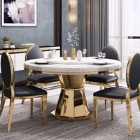 Ensemble de table et de chaises de restaurant BILIDO Nouveau design moderne Meubles de cuisine Table en pierre frittée Ensemble de table à manger ronde à base de métal