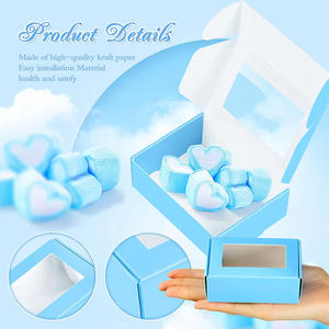 La mejor opción, embalaje de regalo duradero confiable, galleta de caramelo, Mini caja de pastel de papel personalizada Kraft azul con ventana - Product Image 3