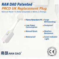 Adaptateur de prise PRCD NANDAO UK 13A CE, dispositif de protection contre les courants résiduels, fils en cuivre, matériau ignifuge en PC pour usage résidentiel/industriel/extérieur