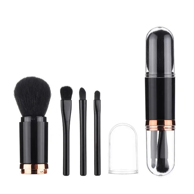 Set di pennelli per trucco telescopio da viaggio portatile 4 in 1 Set di pennelli per trucco cosmetico per il viso retrattile strumento di bellezza Mini pennello per gli occhi