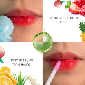 Pelembab Bibir 2 in 1 Berbentuk Bola yang Berubah Warna, <span class=keywords><strong>Lip</strong></span> Oil <span class=keywords><strong>Gloss</strong></span> Vitamin E, Lipstik Cair untuk Anak-Anak, Rasa Buah - Product Image 5
