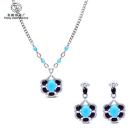 Parures de bijoux fantaisie élégantes : Collier et boucles d'oreilles en turquoise synthétique – Bijoux pour femme, vente en gros, cadeau pour elle