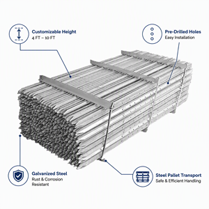 <strong>Galvanised</strong> Star Picket Y <strong>Post</strong> Steel <strong>Fence</strong> <strong>Post</strong> for Farm <strong>Fence</strong> Barbed Wire Australia Rural Fencing - Product Image 3