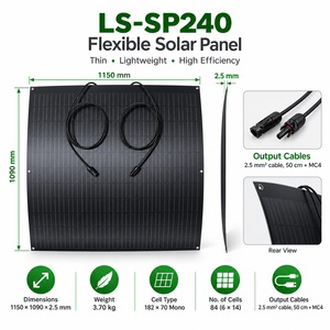 240W <b>Portable</b> Flexible <b>Solar</b> <b>Panel</b> Monocrystalline Lightweight Module with MC4 Cable for Camping RV Boat Yacht and Mobile Use - Product Image 4