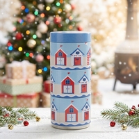 Boîte Cadeau de Noël Ronde Personnalisée en Métal de Source Directe Usine Hong-Crafts – Boîte de Rangement en Fer Blanc pour Biscuits et Bonbons