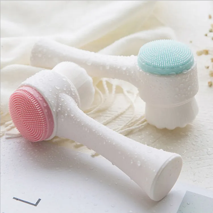 Beauty Supplier Hot Sale Eco Friendly Manual Double Side Facial Care Cleansing Brush 2 in 1