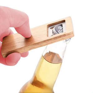 Ouvre-bouteille en bois rectangulaire en chêne, acier inoxydable 420, ouvre-bouteille multifonctionnel pour bière et soda, outil ménager XR90578 - Product Image 1