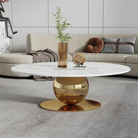 Ensemble de tables basses de salon au design moderne, base sphérique en métal doré de luxe, table basse pour hôtel, appartement, ensemble de tables à thé