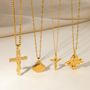 תכשיטי נוצרי דתי זהב צלב jesus שרשרת תליון צלב נירוסטה צלב תליון צלב לגברים למתנת סיום - Product Image 2