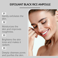 OceAura Ampoule Nettoyante Liquide Éclaircissante et Nourrissante au Riz Noir, Sérum Adoucissant pour le Visage, Flacon Estampillé Or