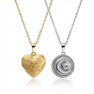 Collier personnalisé populaire Olivia plaqué or 18 carats avec pendentif croix de Jésus, Méduse, <span class=keywords><strong>boussole</strong></span>, aile d'ange, pistolet, rose, dollar, bijoux - Product Image 5