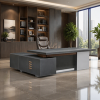 Bureau de direction en forme de L en bois noir moderne pour bureau de direction