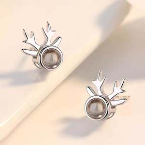 Mejor regalo Moda 925 Pendientes de plata esterlina 100 Idioma I Love You Pendientes de proyección para mujeres - Product Image 4