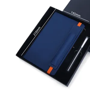 A5 Wholesale Business Strap Leather Pen Insertion Journal Notebook Printable Logo Custom Logo Pen Pocket
