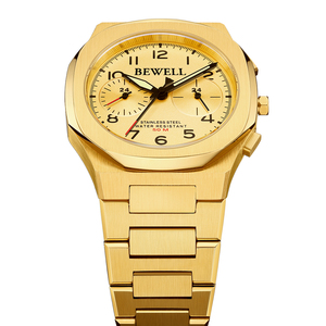Montre chronographe à quartz personnalisée en acier doré massif pour hommes - Product Image 2
