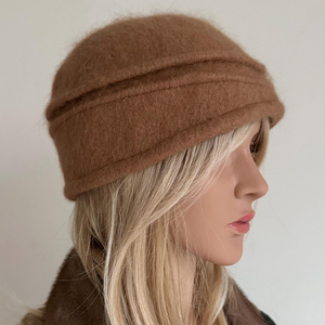 Cappello Fedora Personalizzato di Lusso in Cashmere, Lana e Seta, con Risvolto Lavorato a Maglia e Pelliccia - Product Image 3