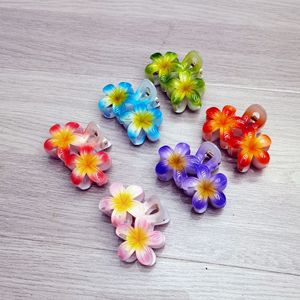 Pinza de Pelo Estilo Europeo con Flor de Frangipani Degradada, Clip de Tiburón, Accesorios para el Cabello Estilo Vacaciones en la Playa - Product Image 1