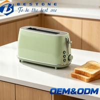 BESTONE 1 Grille-pain électrique à une fente longue, boîtier métallique vert, fonctions décongélation, réchauffage, annulation, minuterie mécanique, 950W, usage domestique