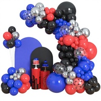 Kit de guirlande d'arche de ballons brillants noirs, rouges et bleus Amandir 153 pièces (différentes tailles 18-5 pouces) Thème araignée pour garçons, Halloween, anniversaire