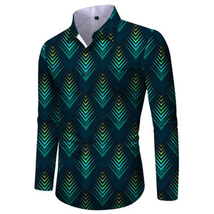 <span class=keywords><strong>Camisa</strong></span> Casual de Hombre, Corte <span class=keywords><strong>Slim</strong></span>, Manga Larga, con Diseño Artístico Impreso en 3D, Antiarrugas, de Sarga, con Botones - Product Image 4