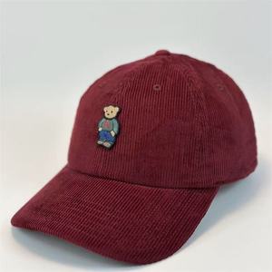 Casquette de baseball rétro en velours côtelé brodée ours, automne/hiver, pour hommes et femmes, à visière large décontractée, avec six boucles métalliques - Product Image 4