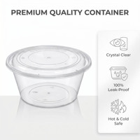Boîte à repas jetable noire, emballage pour la restauration rapide, bol à soupe en plastique, récipient alimentaire épaissi compatible micro-ondes avec couvercle