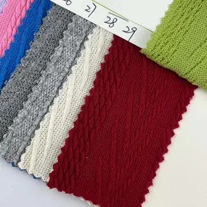Offre spéciale hacki 98% polyester 2% spandex stretch doux losange tricoté jacquard pull bas cardigan jupe tissu