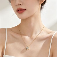 Collier ras du cou classique en acier inoxydable avec pendentifs breloques ronds en zircon de 1,1 cm, bijoux raffinés et exquis, vente en gros TGXL14704