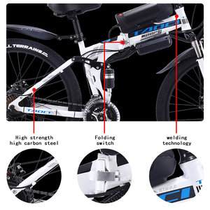 Vélo de montagne électrique à cadre pliable en acier au carbone, <span class=keywords><strong>prix</strong></span> d'usine, 2026, batterie au lithium 36V/350W, écran LED, 21 vitesses, frein à disque - Product Image 3