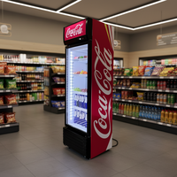 Réfrigérateur Vitrine Verticale à Porte Vitrée à Température Unique avec Refroidissement par Ventilateur, Présentoir Commercial et Domestique pour Cola, avec Éclairage LED