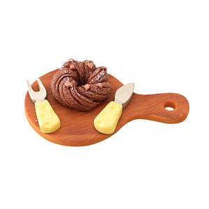 KI huiyuan Jouets miniatures pour maison de poupée, modèles de <span class=keywords><strong>pain</strong></span> <span class=keywords><strong>et</strong></span> de gâteaux, fromage, décorations de scène avec <span class=keywords><strong>couteau</strong></span> <span class=keywords><strong>et</strong></span> fourchette, accessoires d'assiettes <span class=keywords><strong>à</strong></span> dîner - Product Image 5