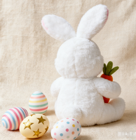 Peluche de lapin blanc doux de qualité supérieure, confortable, brodée, pour anniversaire, avec rembourrage en polyester et coton PP