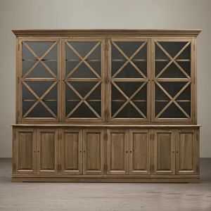 Librería de Madera Maciza con Puerta Grande de Vidrio para Sala de Estar de Villa de Alta Gama de Estilo Nórdico Antiguo - Product Image 4