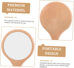 Miroirs de maquillage compacts ronds miniatures personnalisés avec logo, en bois, à tenir à la main, pour le voyage - Product Image 4