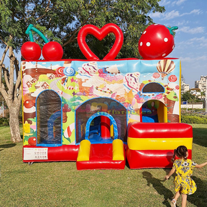 Castillo inflable comercial de calidad para niños, con diseño de jardín de flores, con tobogán y zona de brincos. - Product Image 3